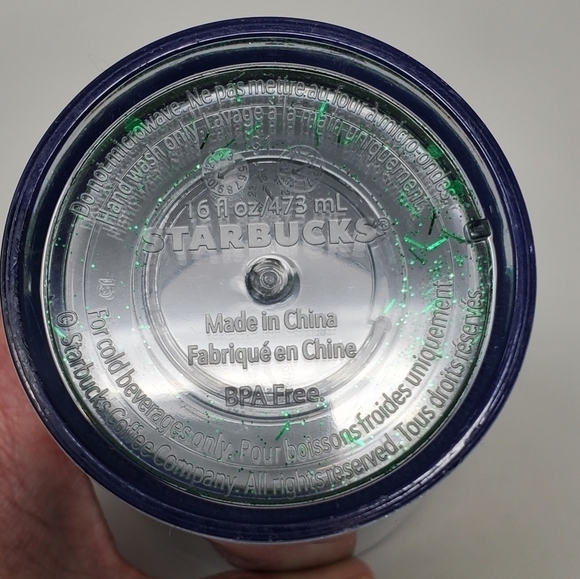 STARBUCKS GREEN GLITTER GRANDE ICED COFFEE COLD BEVERAGE TUMBLER 2018 HOLIDAY - Picture 9 of 13